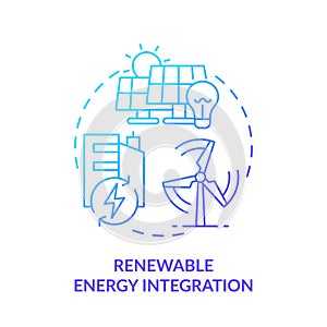 2D gradient renewable energy integration line icon concept