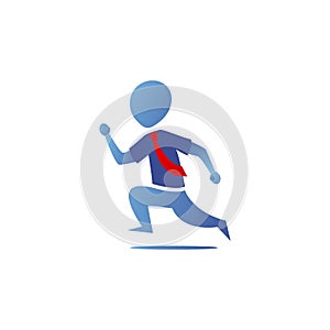 Blue gradient silhouette office worker running action pose illustration