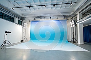 Blue gradient studio room background for art product display