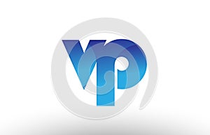 blue gradient vp v p alphabet letter logo combination icon design