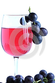Blue grape cluster and red wine