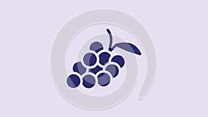 Blue Grape fruit icon isolated on purple background. 4K Video motion graphic animation