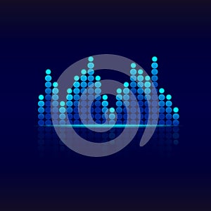 Blue graphic equalizer. Design sound wave equalizer.Music equalizer background for club, radio, concerts. vector photo