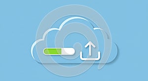 A blue graphic illustration features a cloud shape symbolizing cloud computing.