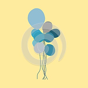 Blue and gray balloons on a yellow background. Vector
