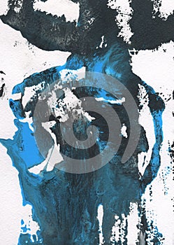 Blue, gray and black abstract hand painted background