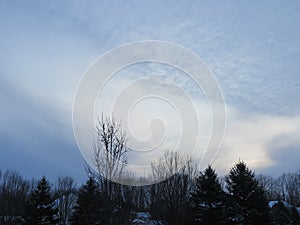 Blue gray clouds on a cold winter day