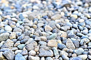 Blue and gray pebble stones pavement