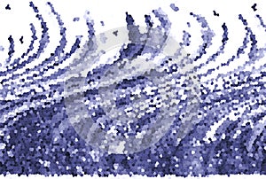 Blue-gray wavy lines on a white background merge together at the bottom. Mosaic wavy background.