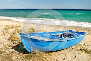 Blue greek fisherman boat