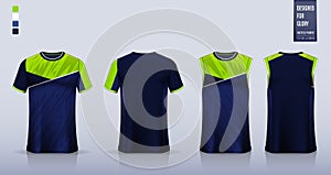 Blue Green Abstract pattern T-shirt sport, Soccer jersey, football kit, basketball uniform, tank top, and running singlet mockup.