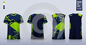 Blue Green Abstract pattern T-shirt sport, Soccer jersey, football kit, basketball uniform, tank top, running singlet mockup.