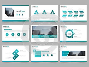 Blue green Abstract presentation templates, Infographic elements template flat design set for annual report brochure flyer leaflet