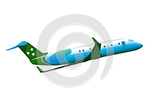 Blue green airplane fly mode shape