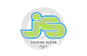 blue green alphabet letter js j s logo icon design photo