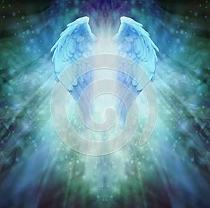 Blue Green Angel Healing Spiritual template background