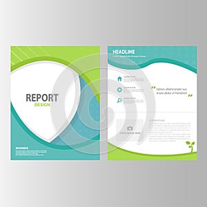 Blue green annual report brochure flyer presentation template elements icon flat design set for advertising marketing leaflet