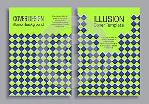 Blue green book cover templates with optical motion illusion design