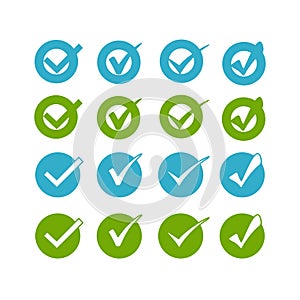 Blue green buttons on white background for web site or application.