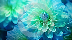 Blue-green chrysanthemum flower close-up. Macro shot. Summer