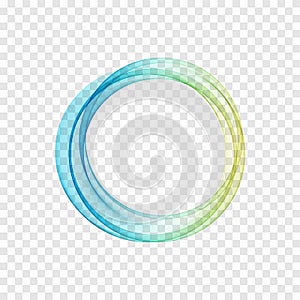 Blue, green circle. Transparent abstract lines in a circle. Banner design.