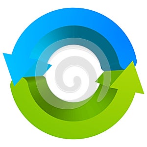 Blue and green circular arrow symbol / icon