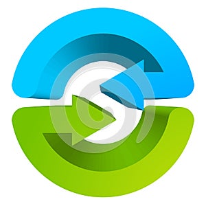 Blue and green circular arrow symbol / icon