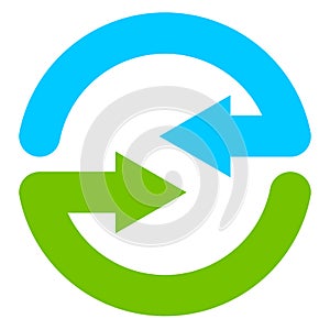 Blue and green circular arrow symbol / icon