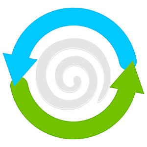 Blue and green circular arrow symbol / icon