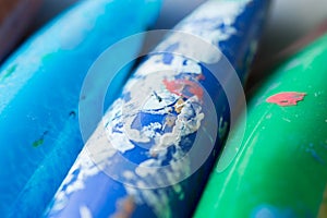 Blue and Green Color in tubes of plastic