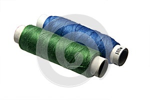 Blue and green cotton threads