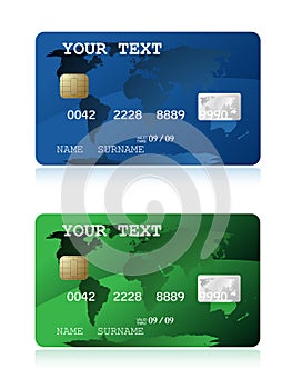 Blue and green credit card illustration