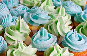 Blue and green cupcakes