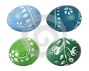 Blue and green easter eggs photo