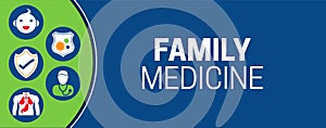 Blue and Green Family Medicine Illustration Background with Health Icons