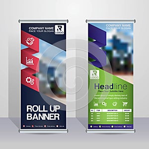 Blue and Green flag banner business brochure flyer design template vector, leaflet cover presentation