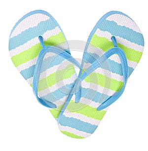 Blue and Green Flip Flop Sandals in Heart Shape photo