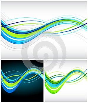 Blue and green flowing lines photo