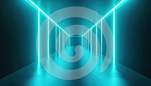 Blue-Green Gradient Studio Room With Abstract Pattern