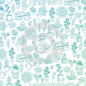 Blue and Green Harmony Seamless Pattern