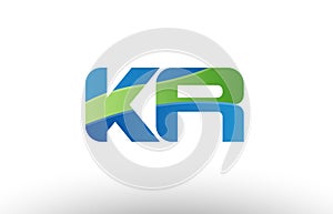 blue green kr k r alphabet letter logo combination icon design