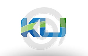 blue green ku k u alphabet letter logo combination icon design