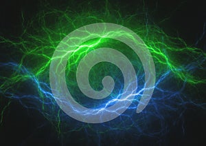 Blue and green lightning
