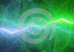Blue and green lightning