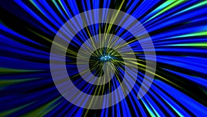 Blue and green line swirl tunnel background. Loop able modern animation