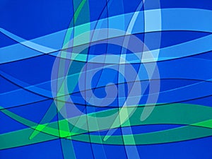 Blue and Green lines curving on Blue Background