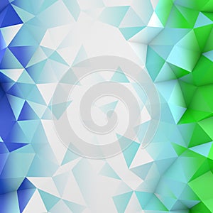 Blue and green low poly geometric surface abstract 3D rendering