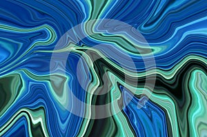 Blue-green luxury elagant Psychedelic liquid marble fluid abstract art background design. Trendy blue green marble style.
