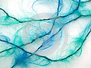 Blue and green mohair yarn photo