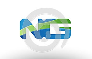 blue green ng n g alphabet letter logo combination icon design